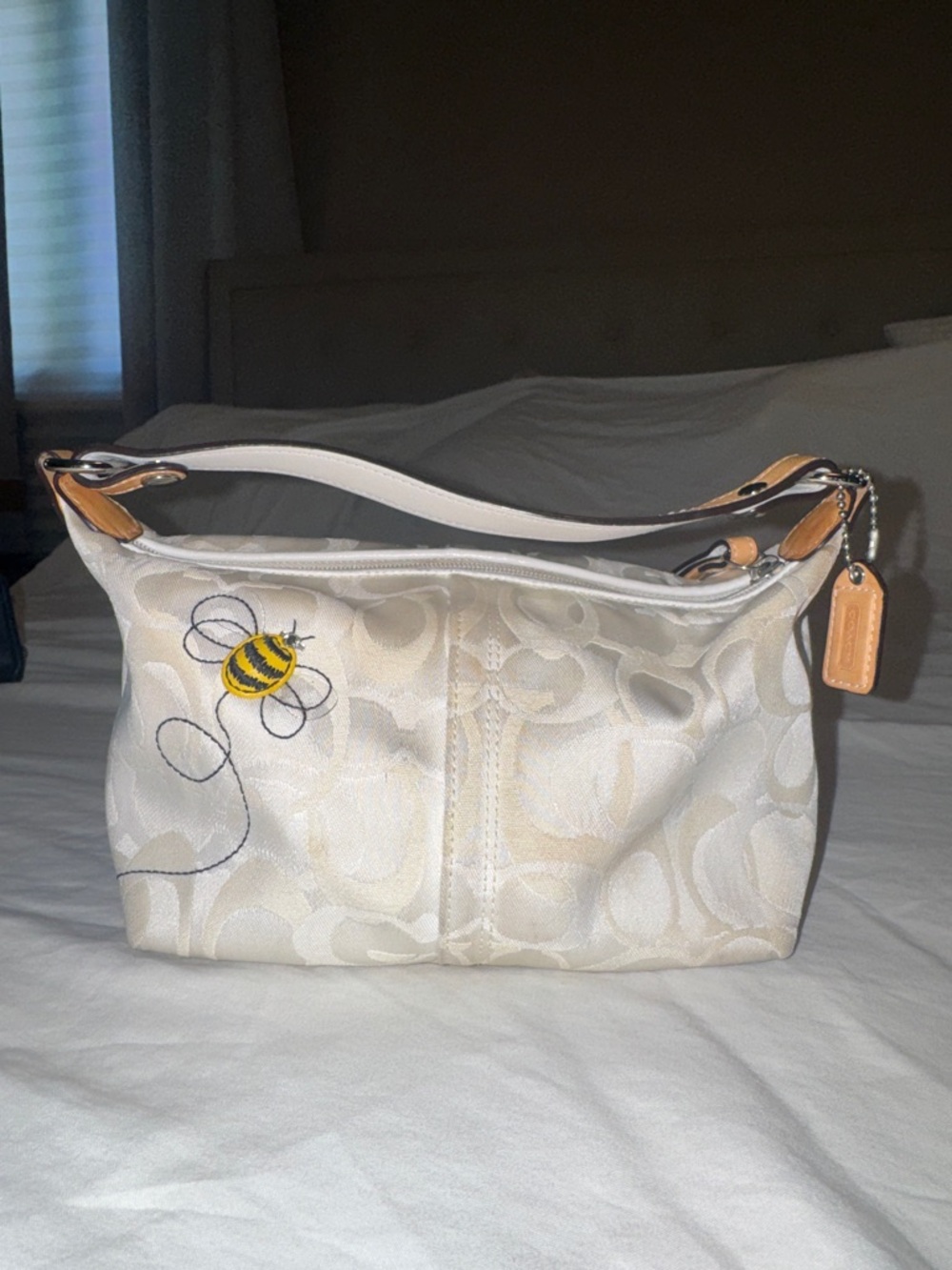 Coach Chalk Signature Jacquard Shoulder Bag with Bee